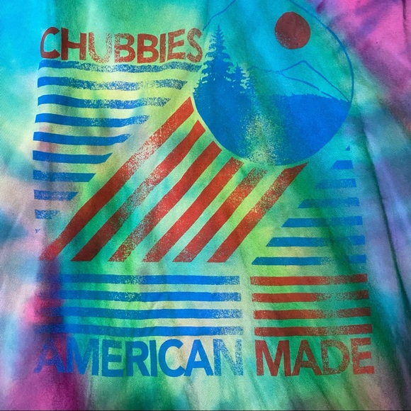 Chubbies Tie Dye Cotton Long Sleeves Cool Retro 70s USA Medium Green Purple RARE - Picture 1 of 8